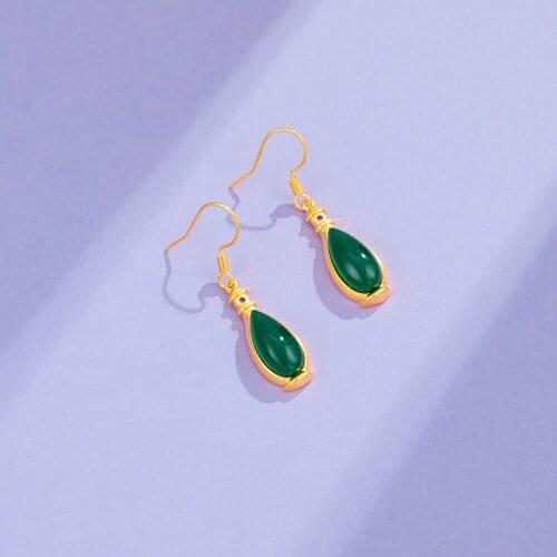 24k Gold Plated Drop Earrings for Women Chinese Style Retro Earring for Wedding Fashion Jewelry Gifts Female kolczyki damskie