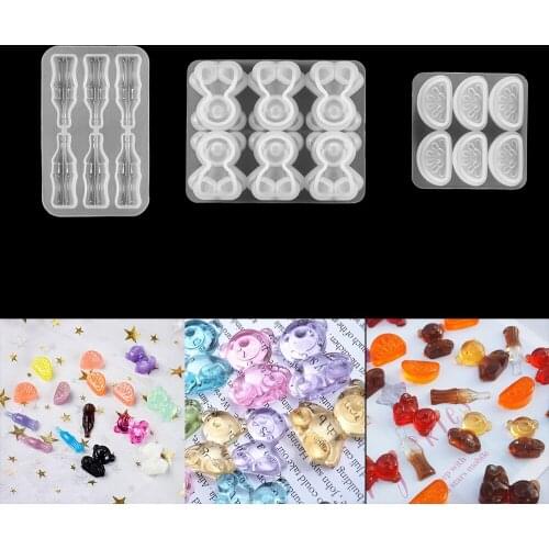 DIY Fudge Bear Candy Orange Shake Silicone Mold Jewelry Earrings Pendant Accessory Charms Handmade Epoxy Resin Cabochon Mould