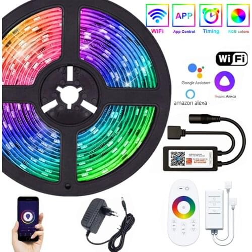 LED Strip Light DC 12V Ribbon Tape Home Decoration 5050 RGB Flexible Diode Luminous String Bluetooth WIFI Smart phone Controller