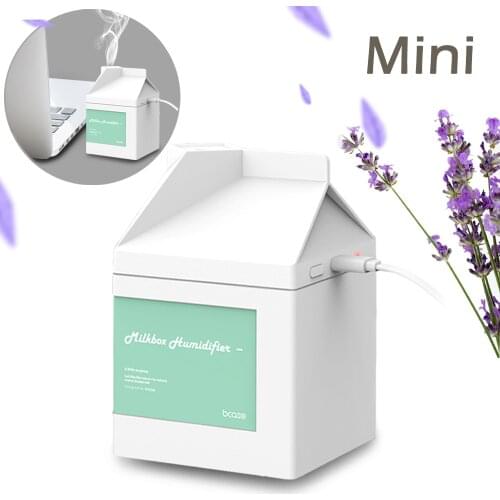 BCASE Mini ultrasonic humidifier, 260Ml, noise-free diffuser, milk box shape, for student, baby, Yoga, SPA and office