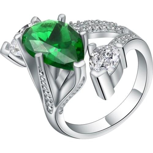 Bright Cubic Zirconia Water Drop Design Ring Jewelry White Gold Filled New Fashion Womens Custom Cocktail Ring Dropshipping