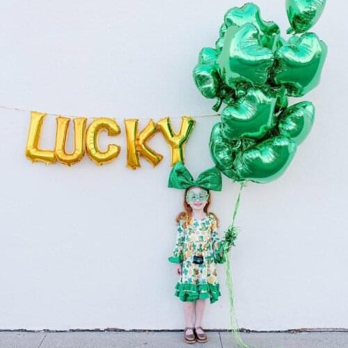Green 18inch Aluminum Foil Balloons Four Leaf Clover Balloon For Wedding Party decoration Lucky Girl Birthday Party Supplies