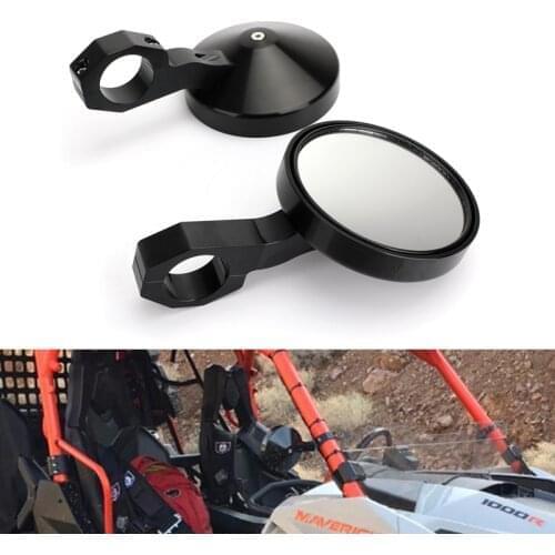 Topteng UTV/ATV Heavy Duty 1.75" Bar 4.7" Round Side Rearview Mirrors For Polaris RZR Ranger 900 XP4 1000 S900 1000