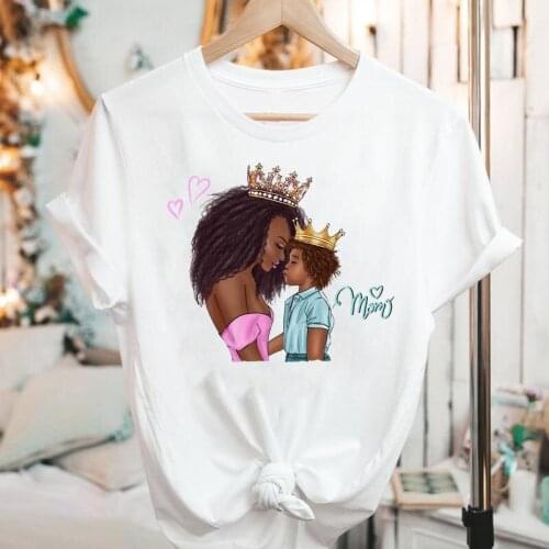 Women Graphic Short Sleeve Son Love Mother Mom Mother Cartoon 2021 Summer Fashion Print Female Clothes Tops Tees Tshirt T-Shirt