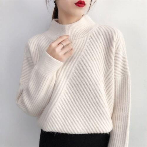 2021 Fall Winter Thick Sweater Women Knitted Ribbed Pullover Sweater Long Sleeve Soft Warm Female Casual Loose Fashion Sweater