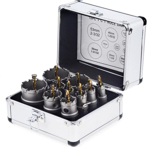 10PCS/BOX 16-53mm TCT Hole Saw Drill Bit sets Alloy Carbide Cobalt Steel Cutter Stainless Steel Plate Iron Metal 18 20 22 25mm