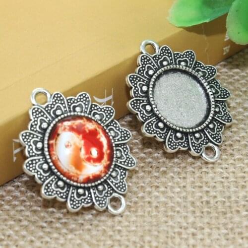 10pcs/lot 16mm Inner Size Zinc alloy Simple Necklace Pendant Cameo Cabochon Base Base Tray Bezel Blank F-020106