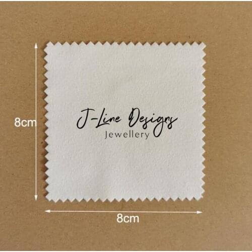 Customize Logo 200pcs 8*8cm Polishing Silver Black Jewelry Cloth Printed With White Logo OPP Bag Individually Wrapped