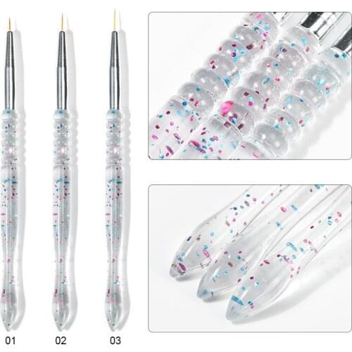 3PC/set Nail Art Drawing Crystal Pen Carved Pen Sequin Rod Nail Art Brush Paint Pen Fine Line Nail Polish Glue Chain Link Flower
