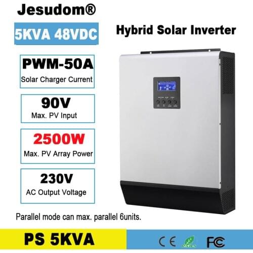 5KVA 48V Solar Inverter Pure Sine Wave 220VAC Output Built-in PWM 48V50A Solar Charge Controller with 60A AC Charger