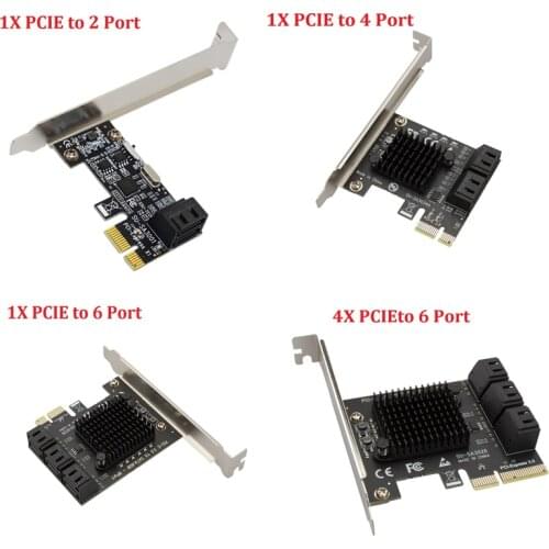 ASM1064 SATA PCIe Adapter 2/4/6 Port SATA III to PCI Express 3.0 X1 Controller Expansion Card Adapter Video Card Cable Extender
