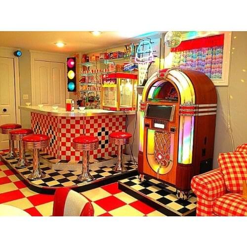 JMINE Div 5D 50s Diner Room Bar Full Diamond Painting cross stitch kits art High Quality Scenic 3D paint by diamonds