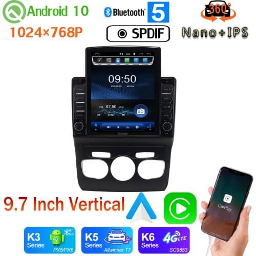 Android auto 9.7" Vertical Style Car Media GPS CarPlay Android 10.0 360 Camera Radio For Citroen C4 C4L DS4 2010-2018 PX6 4+64G