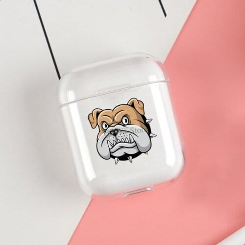 British English Bulldog Cases For Apple AirPods 1 2 Case Clear Wireless Bluetooth Earphone Case Protective Shell