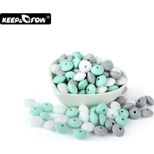 Keep&Grow 60Pcs Round Silicone Beads 12mm Baby Silicone Teethers Bead DIY Teething Necklace Lentils Pearl Silicone Baby Products