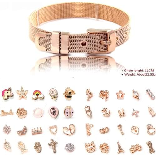 DIY Creative New Fashion Rose gold color 10mm Mesh Bracelet & Accessories,Freely match Fit Original Fine Bangle Charm Gift