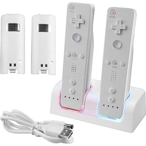 Remote Controller Dual Charging Dock Station + 2x 2800mAh Battery Pack for N-console Wii