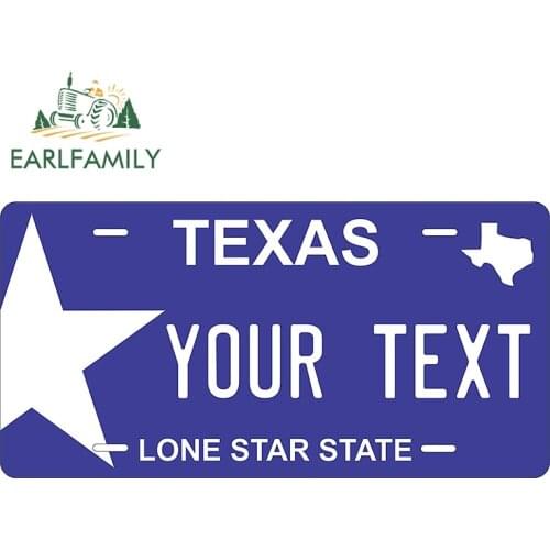 EARLFAMILY 30cm x 15.1cm for Texas City License Plate Vinyl Decal Scratch-proof Window Trunk Graffiti Sticker Car Stickers