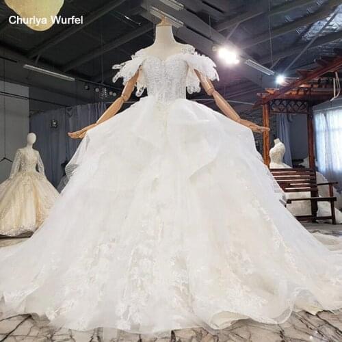 HTL1740 Ball Gowns Sweetheart Luxurious Sequined Wedding Dress 2020 Short Sleeve Off The Shoulder vestidos de novia