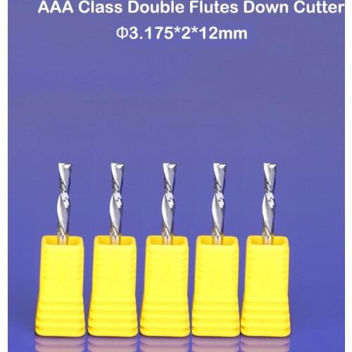 10pcs 3.175X2X12MM Left Spiral milling cutter down cut two double Flutes router bit CNC end mill carbide milling cutter
