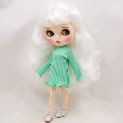 ICY DBS Blyth Doll No.BL136 White hair Carved lips Matte customized face with eyebrow Joint body 1/6 bjd