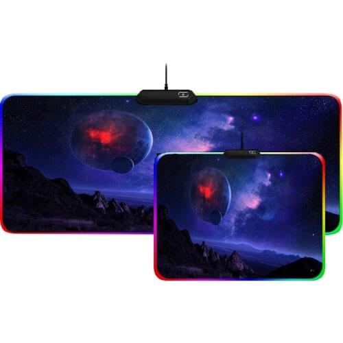 Mairuige XXL Landscape Star Planet USB LED Color Lighting Lock Thickened RGB Mouse Pad Rubber Non-slip Laptop Keyboard Mat