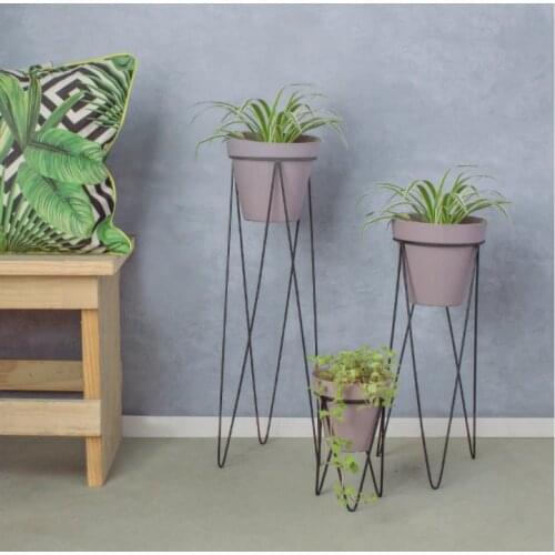 Metal Grid Wire Decorative 3 Piece Set Flower Pot Stand Flower Stand WD-255