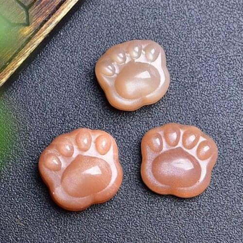 Natural sun stones Carved cats claw white moonstone crystal cute Small cat paw stone