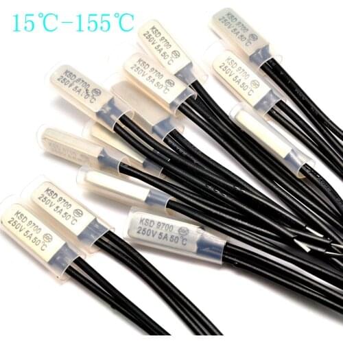 Normally open KSD9700 250V 5A 10A 16A Normally closed Thermostat Temperature Thermal Control Switch DegC 40 45 50 55 60 65 70 75