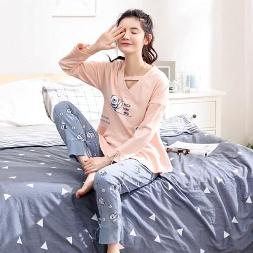 Women pajamas 2019 new autumn and winter letters long sleeve pants suit spring women pajama sets pajamas pajamas for women