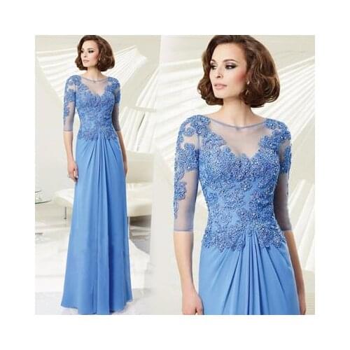 Weddings lace beaded women party dress 2016 new fashion Half sleeve appliques elegant Mother of the Bride Dresses free shipping