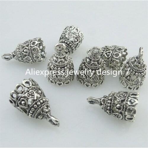 15PCS Alloy Vintage Heart 19.5mm Cap Bail Pendant Bead Tassels End Cap 18218 jewelry components