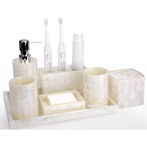 Light luxury shell bathroom supplies wash set bathroom decoration accessories toothbrush holder soap dispenser lotion bottle