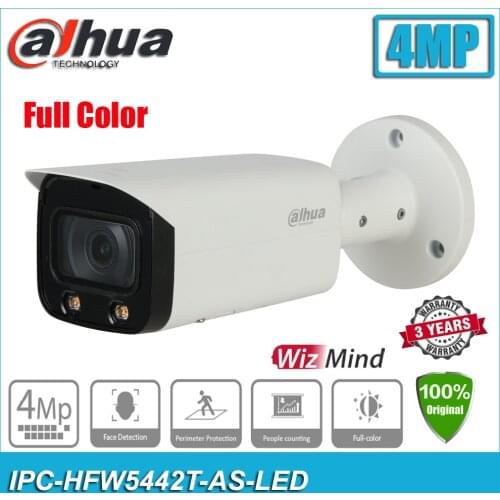 Dahua IPC-HFW5442T-AS-LED 4MP POE H.265 IP67 IK10 Full Color WDR Bullet WizMind Network CCTV IP Camera HFW5442T-AS-LED