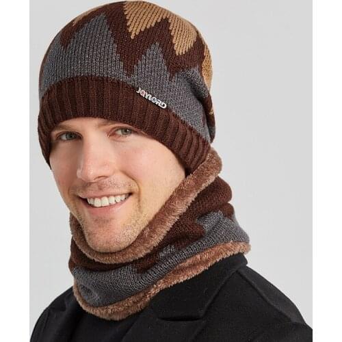 Hat Scarf Set Men Winter Fleece Warm Thick Skiing Outdoor Sports Accessory For Teenagers
