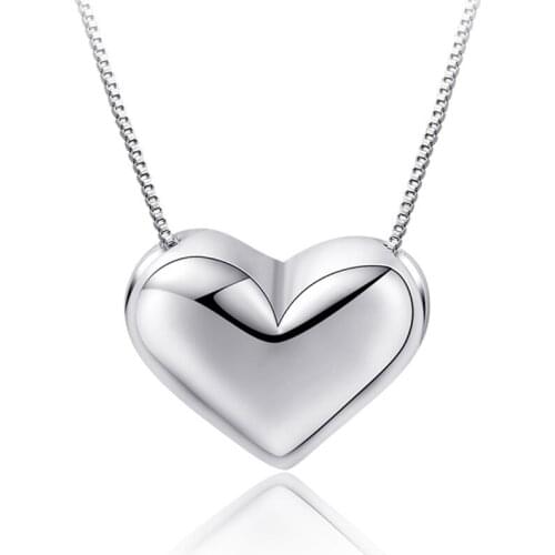 Utimtree Romantic Heart Necklace Silver Box Chain Pendants & Necklaces Wedding Bridal Jewelry Fashion Christmas Gifts Women Girl