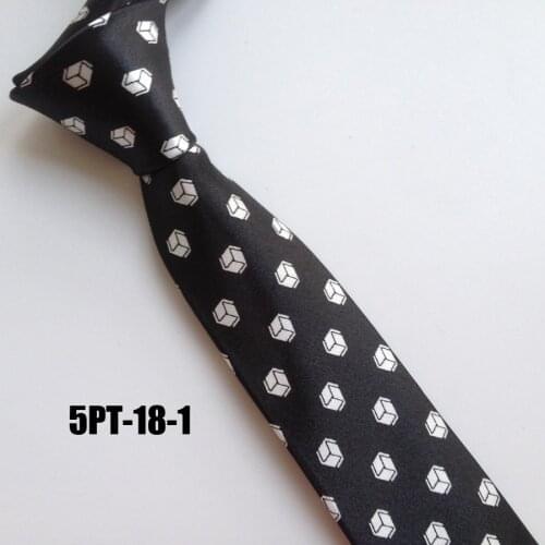 5cm Young Men Narrow Tie Fashion Casual Printed Necktie Black with Unique Pattern