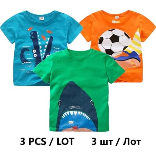 V-TREE kids T Shirt 3 pcs Car T-Shirt For Boy summer girls Tops short sleeve Tees Children Outwear 2-8 Year Baby Clothes