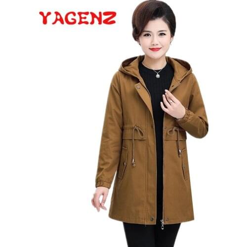 YAGENZ Spring Trench Coat Women Clothes Korean Female Plus Size Casual Autumn Hooded Windbreaker Coat Outerwear Ropa Mujer 683