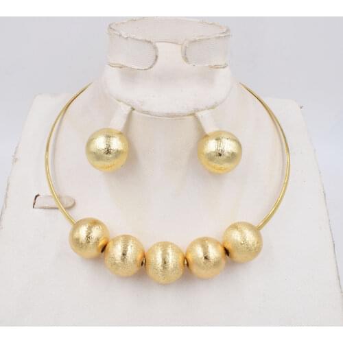 High Quality Ltaly 750 Gold color Jewelry Set For Women african beads jewlery fashion necklace set earring jewelry