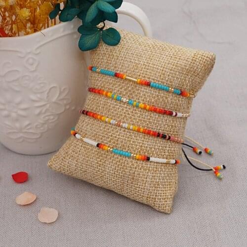 South American Ethnic Miyuki Women Bracelet Rice Beads Hand-woven Rainbow Female Gradient Beaded Lovers Bracelets