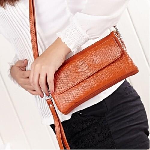 Women Evening Bag Genuine Leather Coin Purse Phone Pocket Lady Handbag Clutch Wallet Female Shoulder Messenger Bag Minaudiere