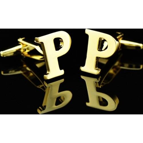 1 Pairs Letter P Mens Shirt Cufflinks Silver Cuff Links Buttons Jewelry Clothing Accessories