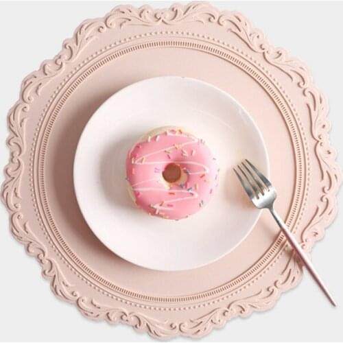 1pcs Blue Pink Large Thickened North European Embossed Heat Insulation Table Mat For Table Decoration Silicone Dining Mat