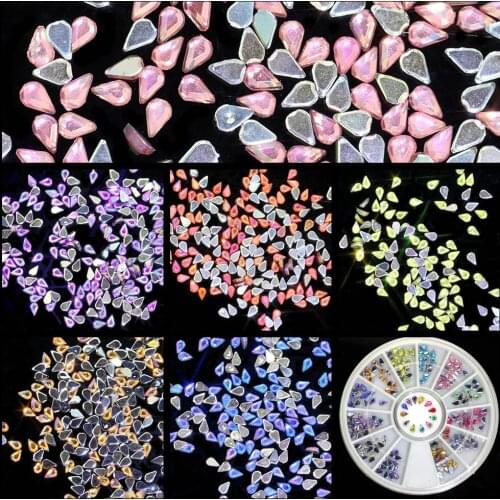 10000PCS 1x3mm Drop-shaped Shiny AB Colors Nail Stickers High Shine Sparkling Naill Diamonds Glitter Decoration Decals