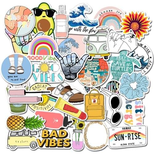 35Pcs Pack Simple Girl Cute Cartoon Vsco Sticker Decal DIY for Laptop Luggage Guaitar Skateboard Notebook Waterproof Stickers