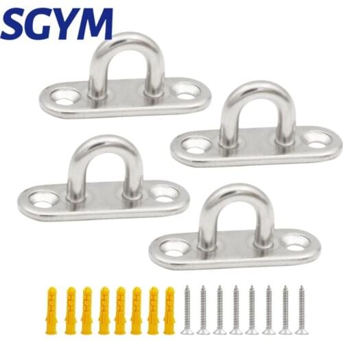 4pcs 304 Stainless Steel Pad Eye Plate Marine Hardware Staple Ring Hook Loop U shaped Marine Rigging Boat Deck Accessories