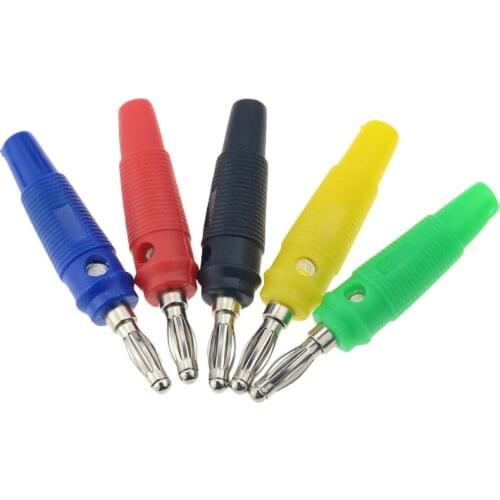 4pcs 4mm Audio Speaker Banana Plug Silver Plated Connectors Red Black Green Yellow Blue