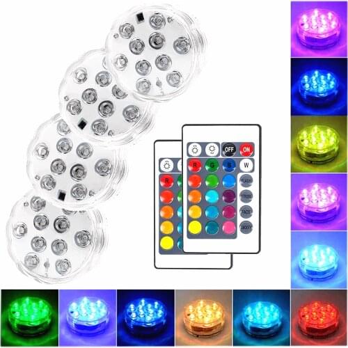 4 Pack Submersible LED Lights Waterproof Remote Control for Aquarium,Vase Base,Pond,Pool Ground,Garden,Home Party,Wedding Christ