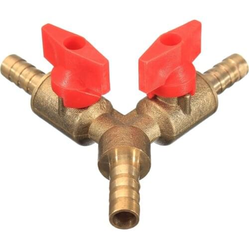 5/16" Brass Y 3-Way Shut off Ball Valve 8mm Fitting Hose Barb Fuel Gas Clamp Tee